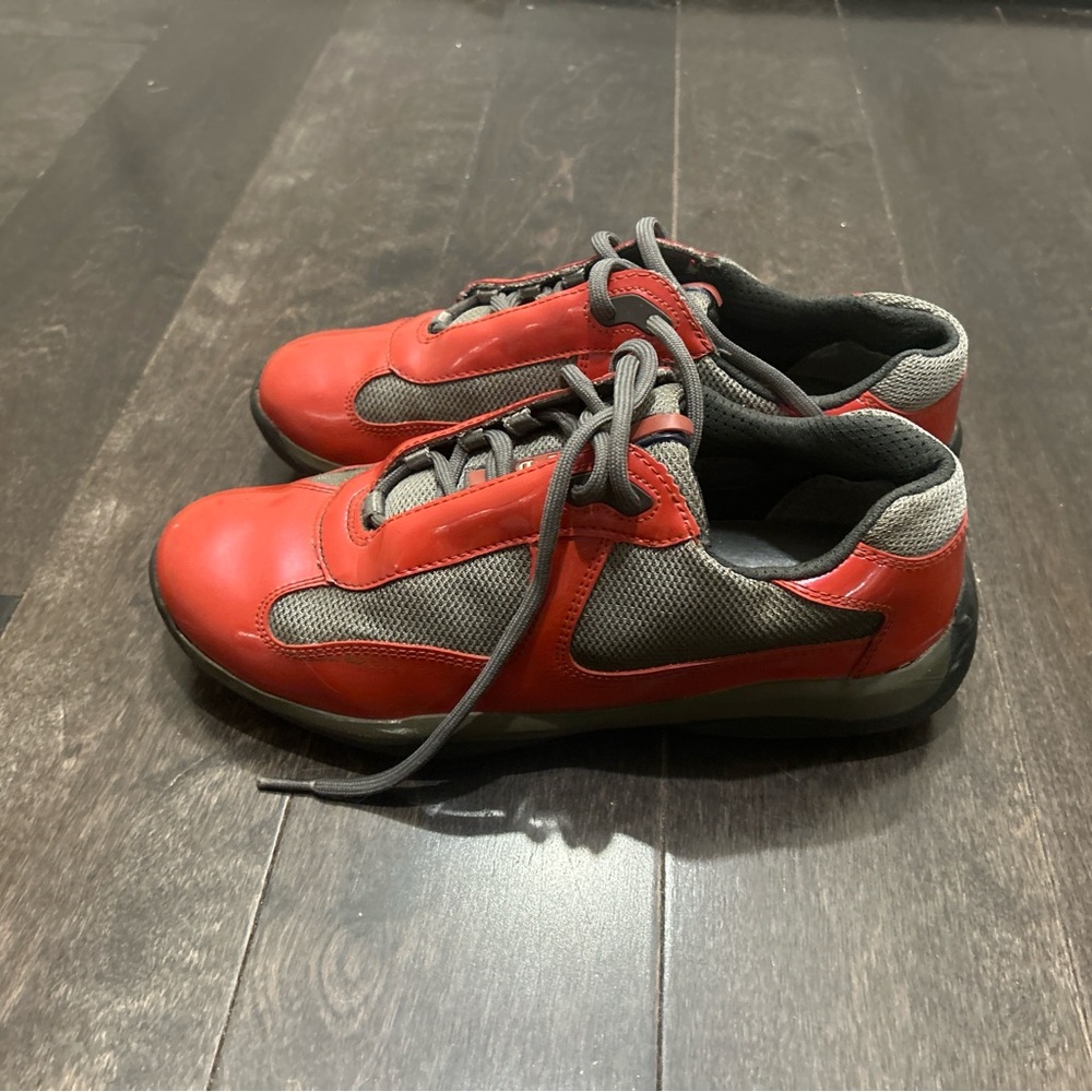 Prada Linea Rossa Red and Gray Athletic Shoes